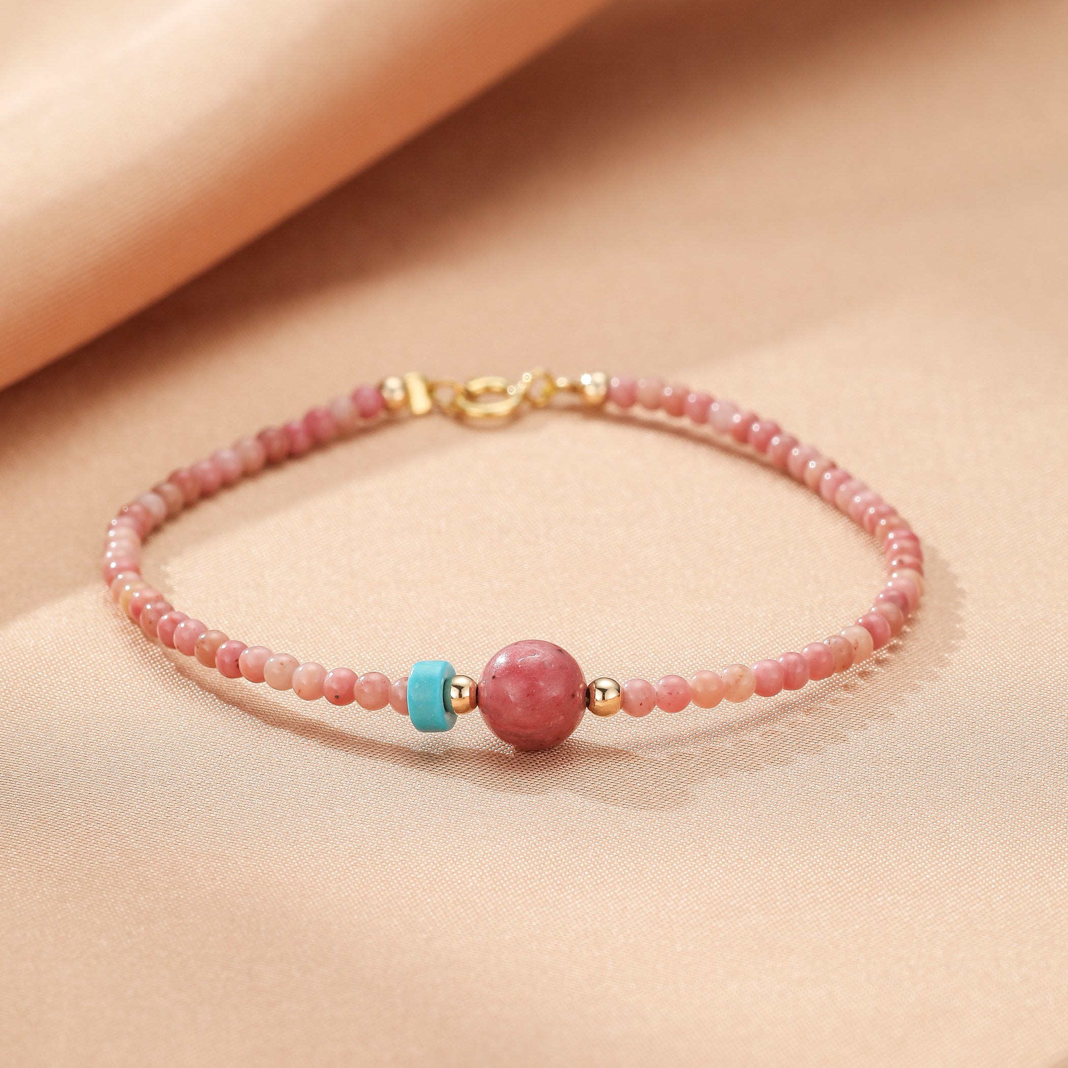 Rhodonite Bracelet Blue Accent