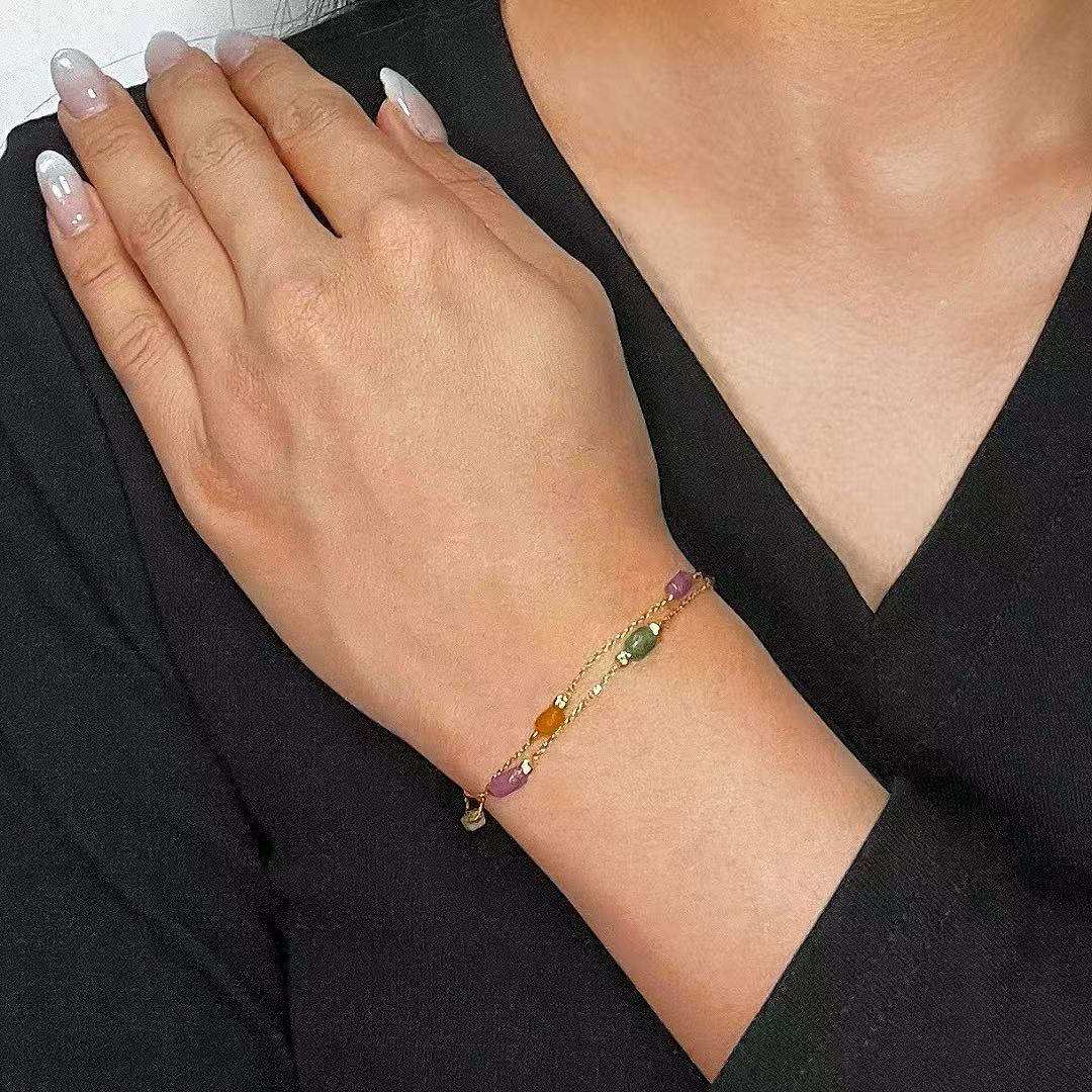 Tourmaline Bracelet – Raw Crystals, Gold Plated Silver