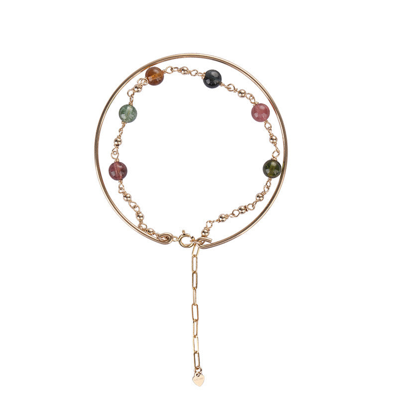 Bracelet Tourmaline – Harmonie Cosmique, Plaqué Or 14k