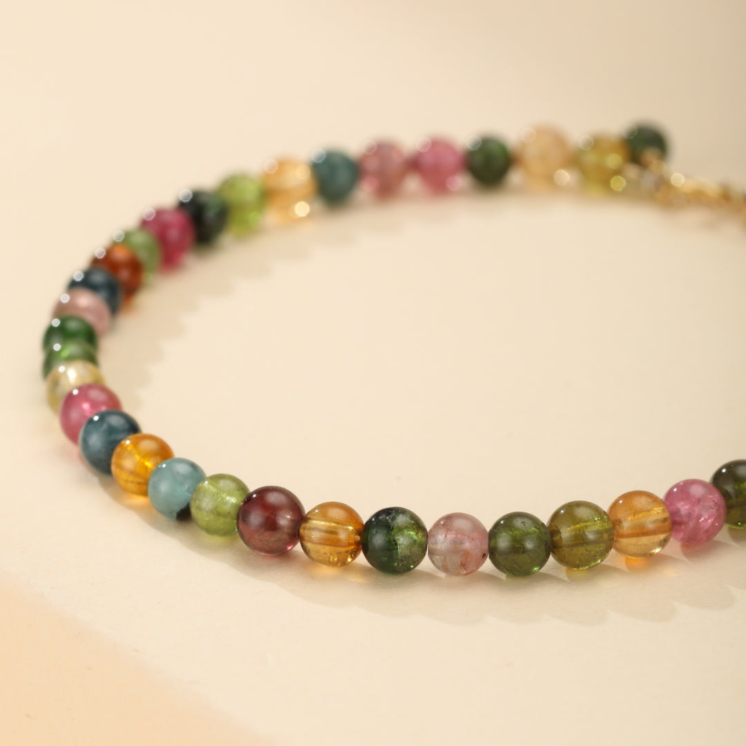 Bracelet Tourmaline – Rêve d'Aurore, Plaqué Or 14k