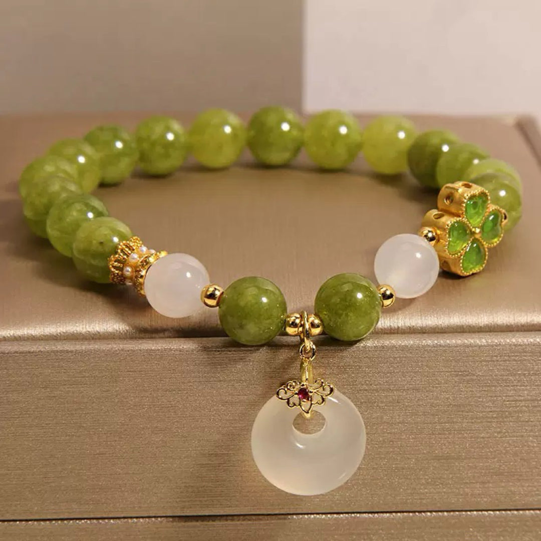 Green Tourmaline and Jade Bracelet – Lucky Clover