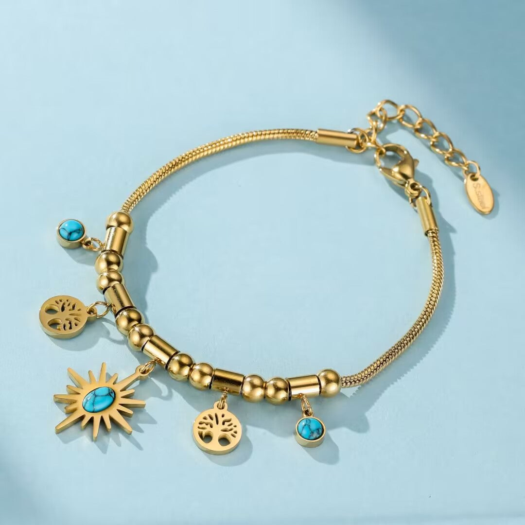 Bracelet Turquoise Arbre de Vie – Aura Dorée
