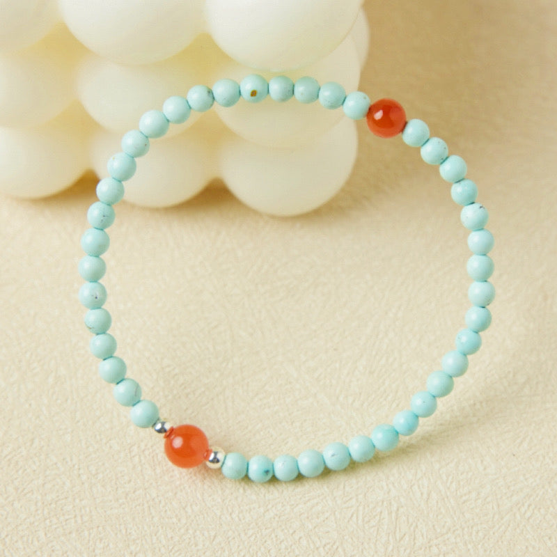Bracelet Turquoise et Agate – Éclat Authentique, Argent