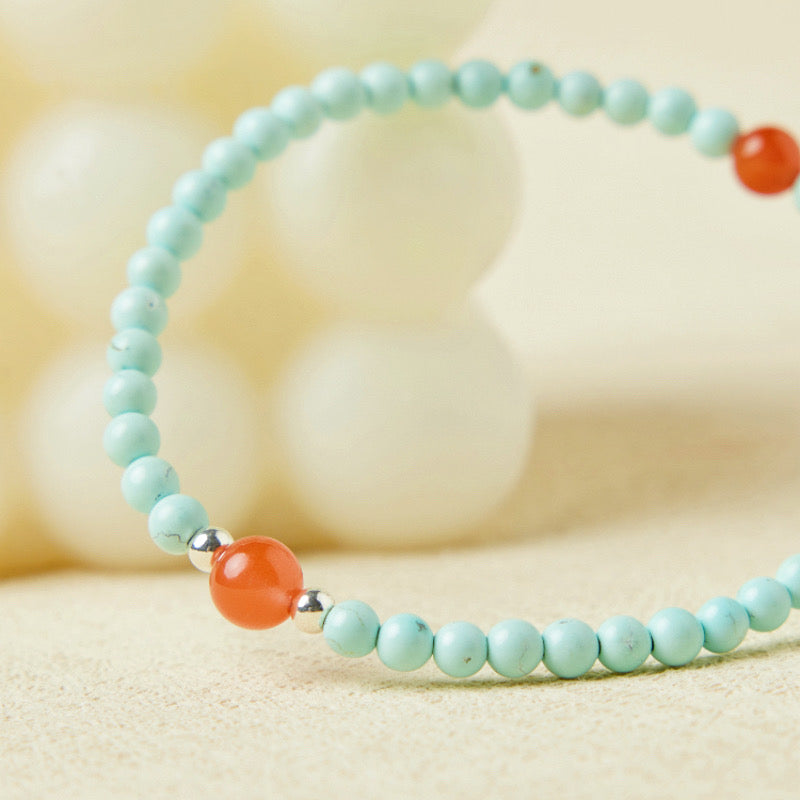Bracelet Turquoise et Agate – Éclat Authentique, Argent