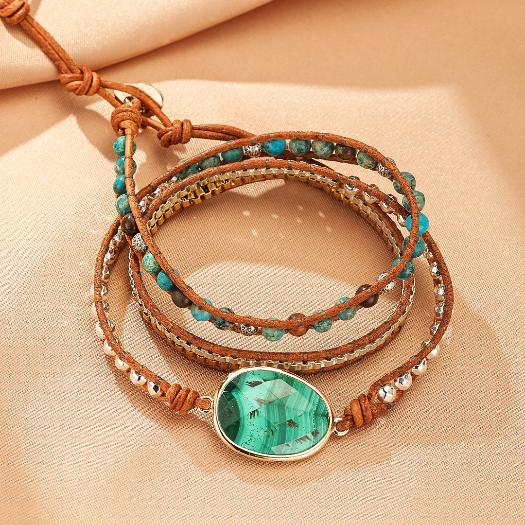 Bracelet Wrap Malachite – Harmonie Bohème