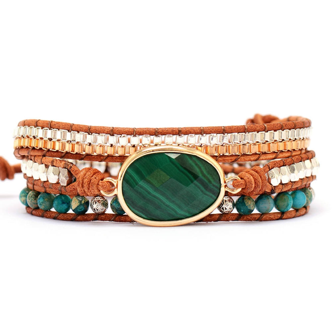 Bracelet Wrap Malachite – Harmonie Bohème