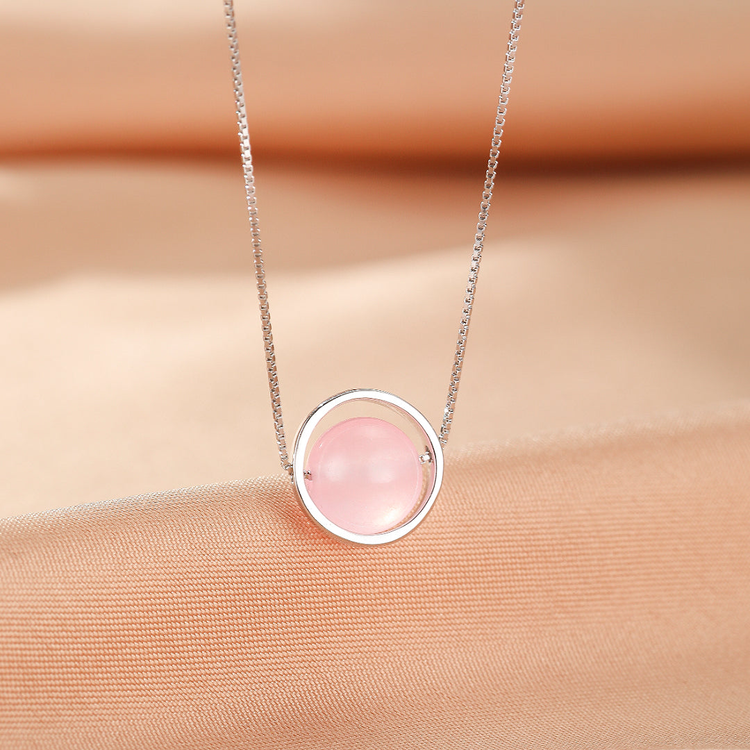 Collier Quartz Rose – Rêve Astral, Argent