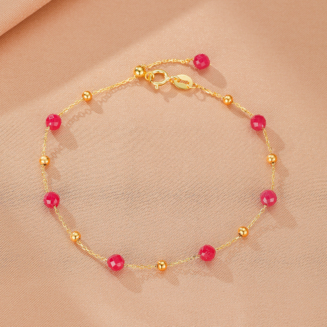 Bracelet Cornaline – Lumière Passionnée, Argent Plaqué Or