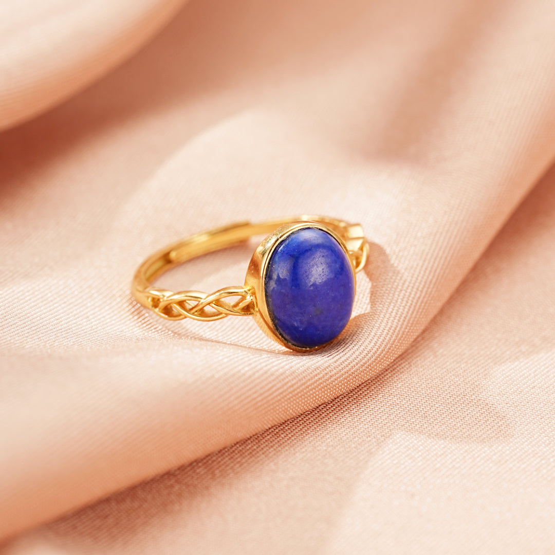 Bague Lapis-Lazuli – Éclat Intuitif, Argent Plaqué Or 18K
