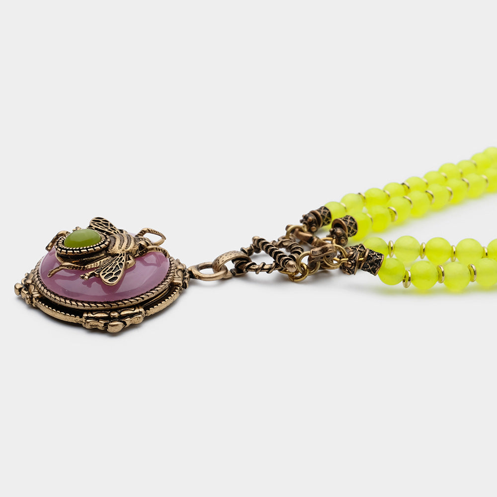 Collier Agate Jaune – Abeille Royale