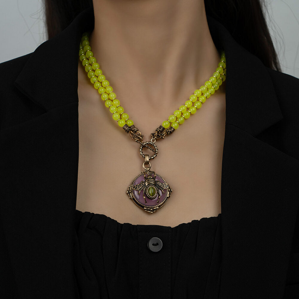 Collier Agate Jaune – Abeille Royale
