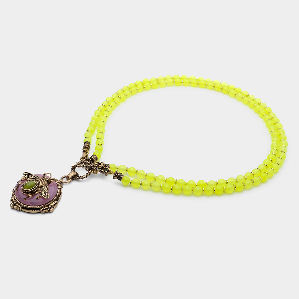 Collier Agate Jaune – Abeille Royale