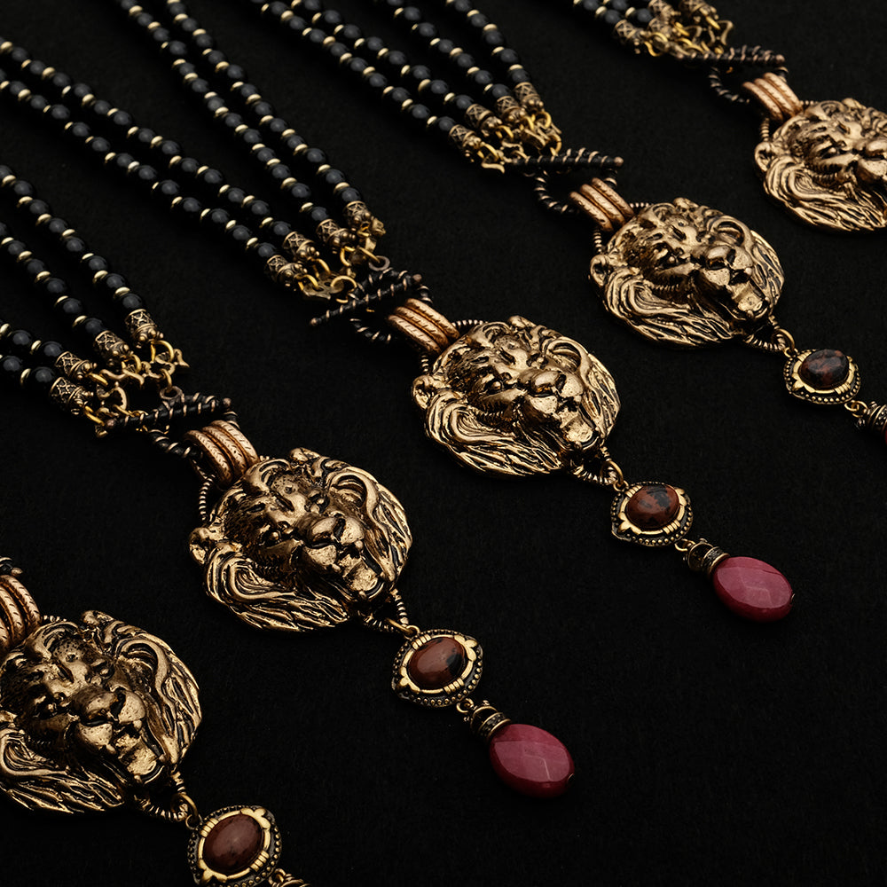 Collier Agate Noire – Roi Lion