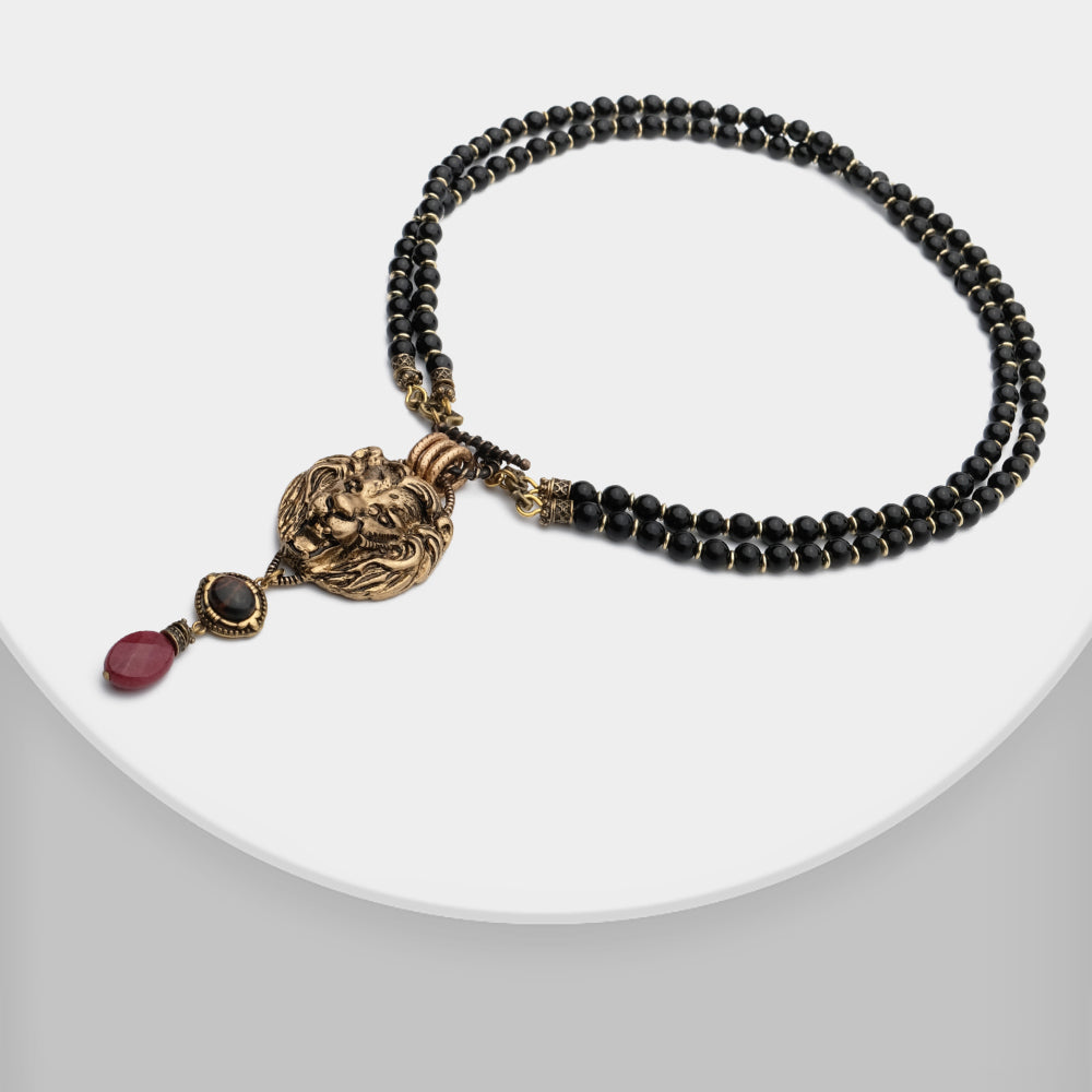 Collier Agate Noire – Roi Lion