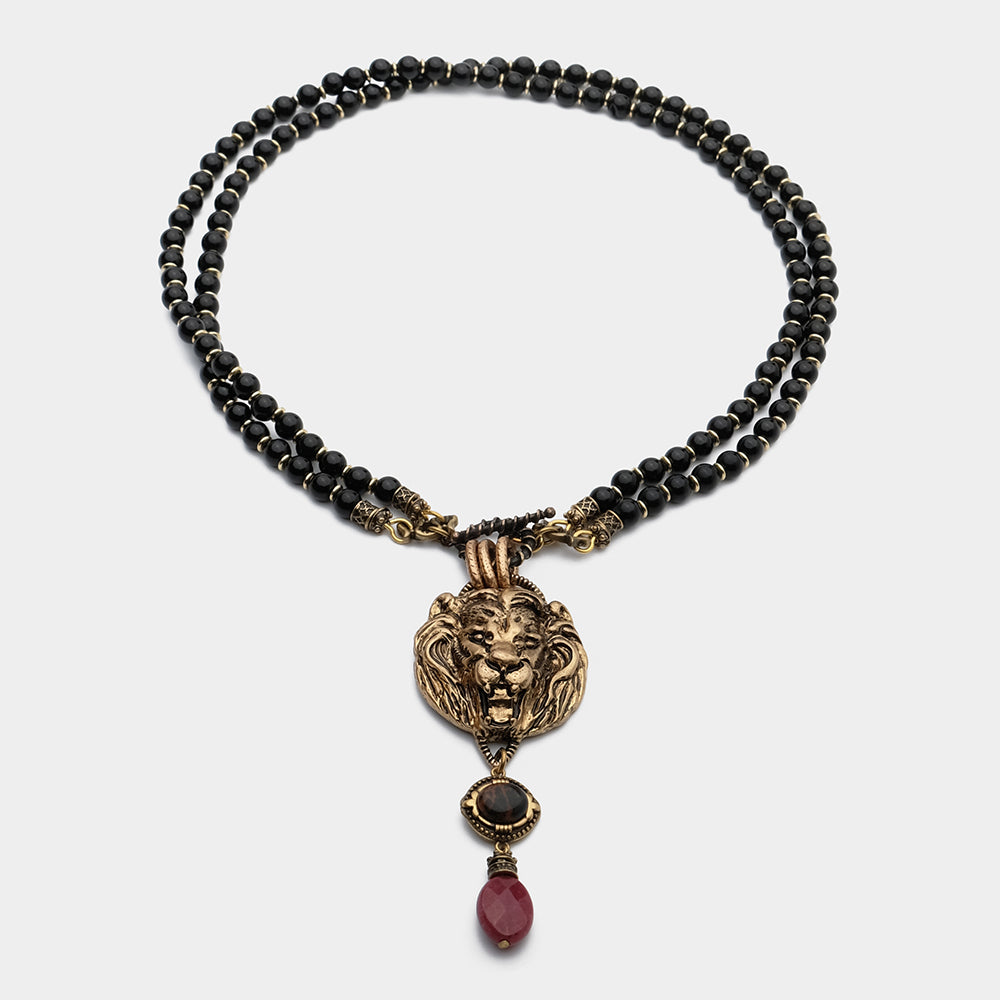 Collier Agate Noire – Roi Lion