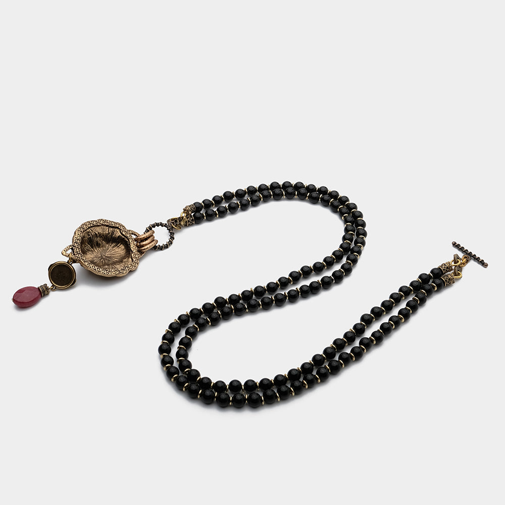 Collier Agate Noire – Roi Lion