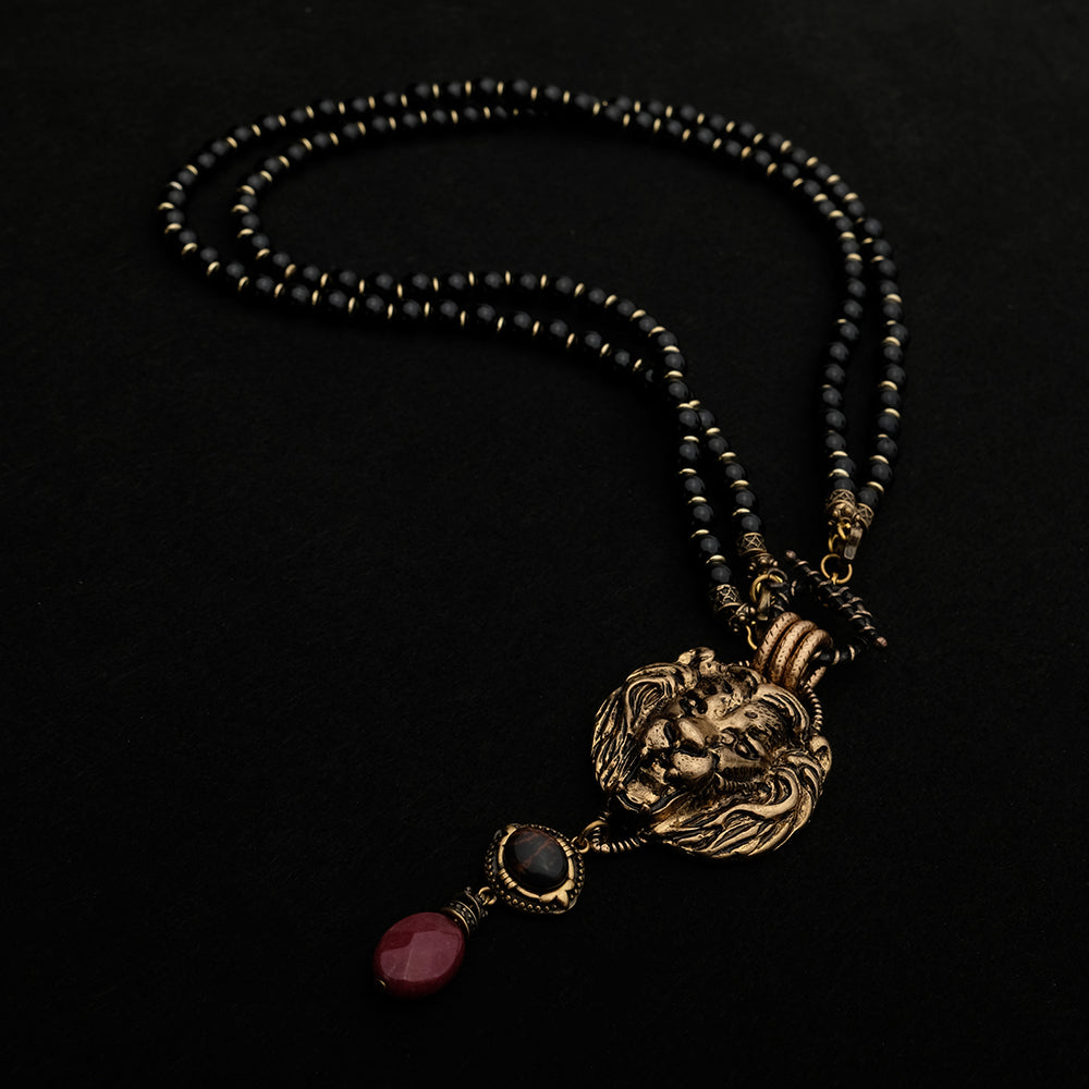 Collier Agate Noire – Roi Lion