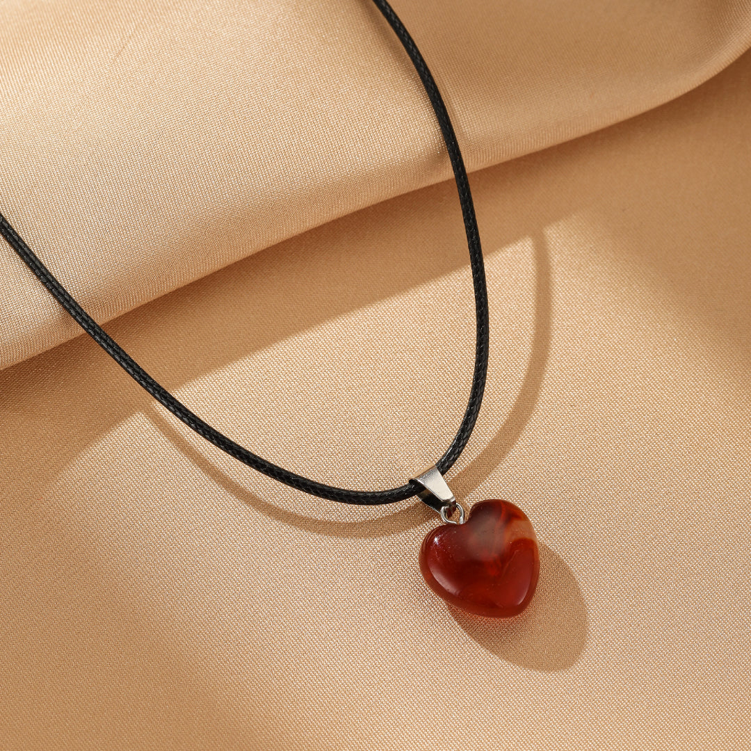 Collier Agate Rouge – Cœur Vital