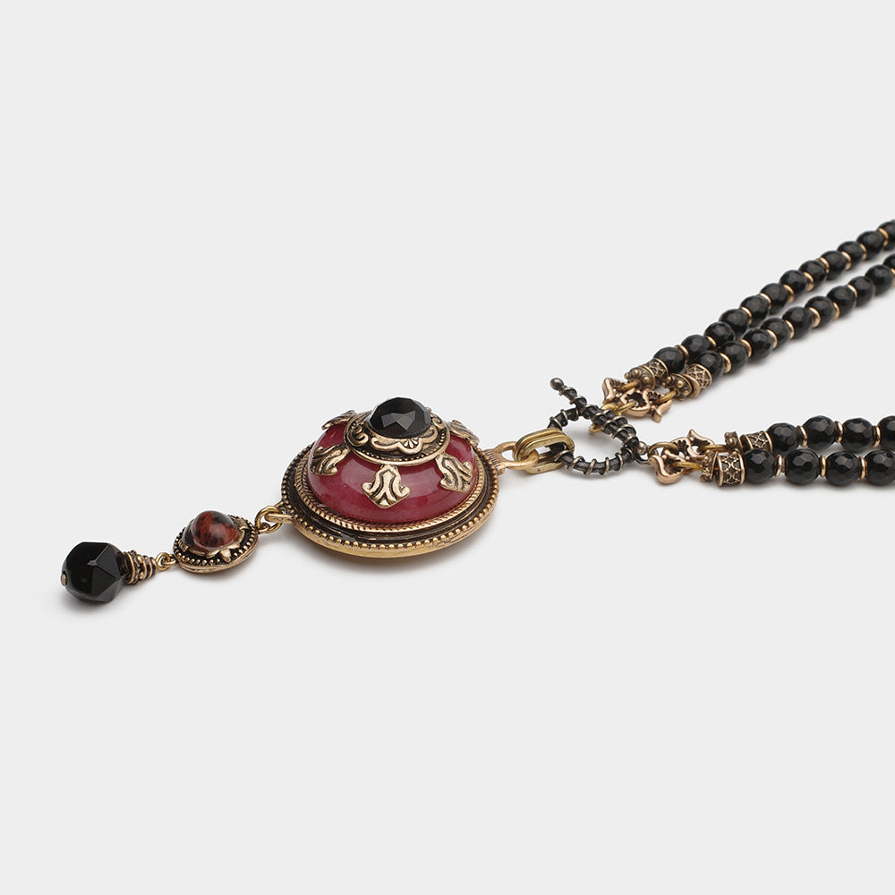 Collier Agate – Rouge et Noir