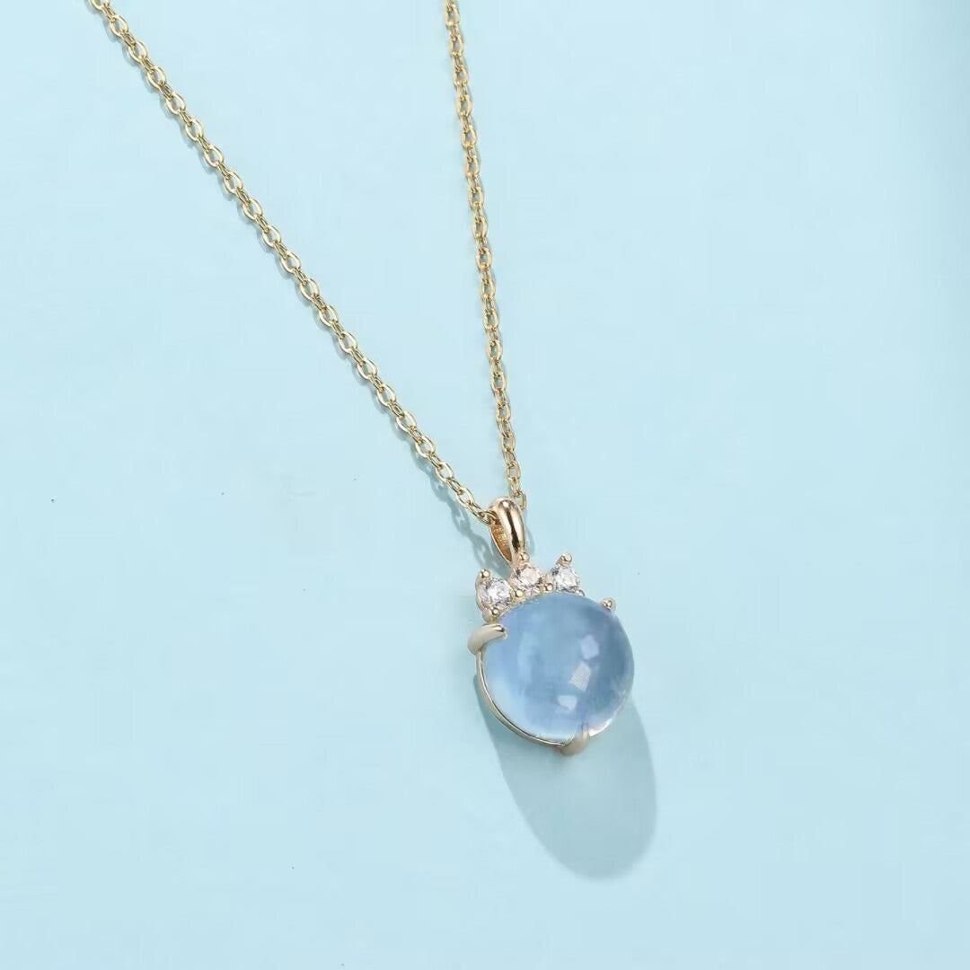Collier Aigue Marine – Cascade Scintillante, Argent Plaqué Or