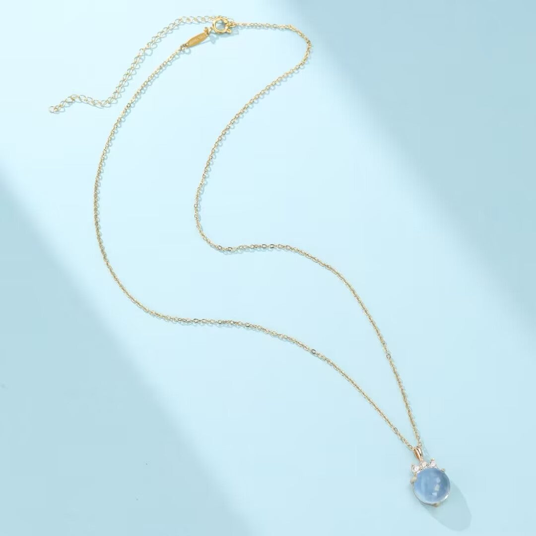 Collier Aigue Marine – Cascade Scintillante, Argent Plaqué Or