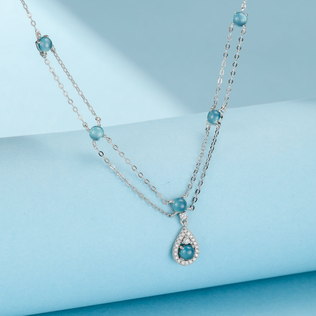 Collier Aigue marine – Larmes de Sirène, Argent