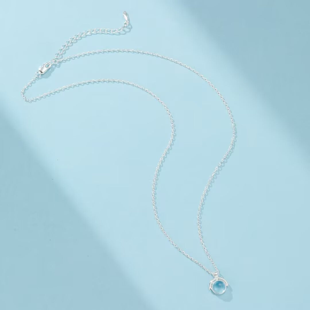 Aquamarine Necklace – Glow of the Depths, 925 Sterling Silver