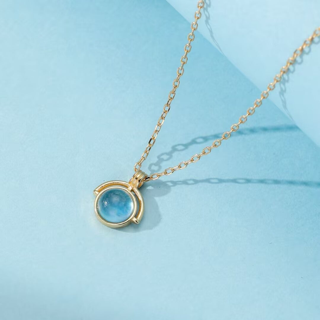 Aquamarine Necklace – Glow of the Depths, 925 Sterling Silver