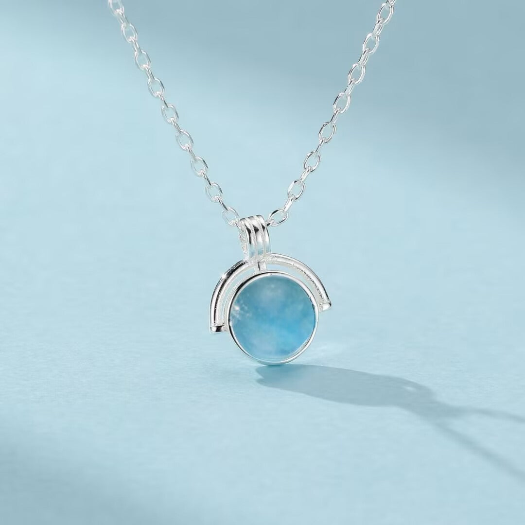 Aquamarine Necklace – Glow of the Depths, 925 Sterling Silver