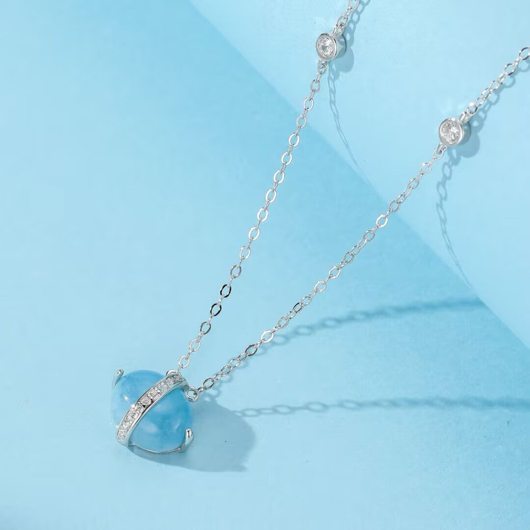 Aquamarine Necklace – Light of the Seas, 14K Gold Plated Silver