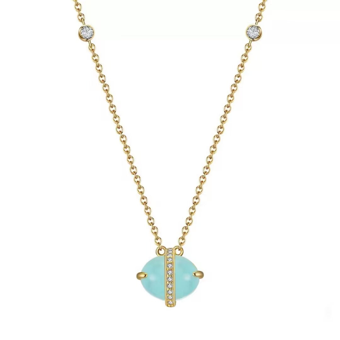 Aquamarine Necklace – Light of the Seas, 14K Gold Plated Silver
