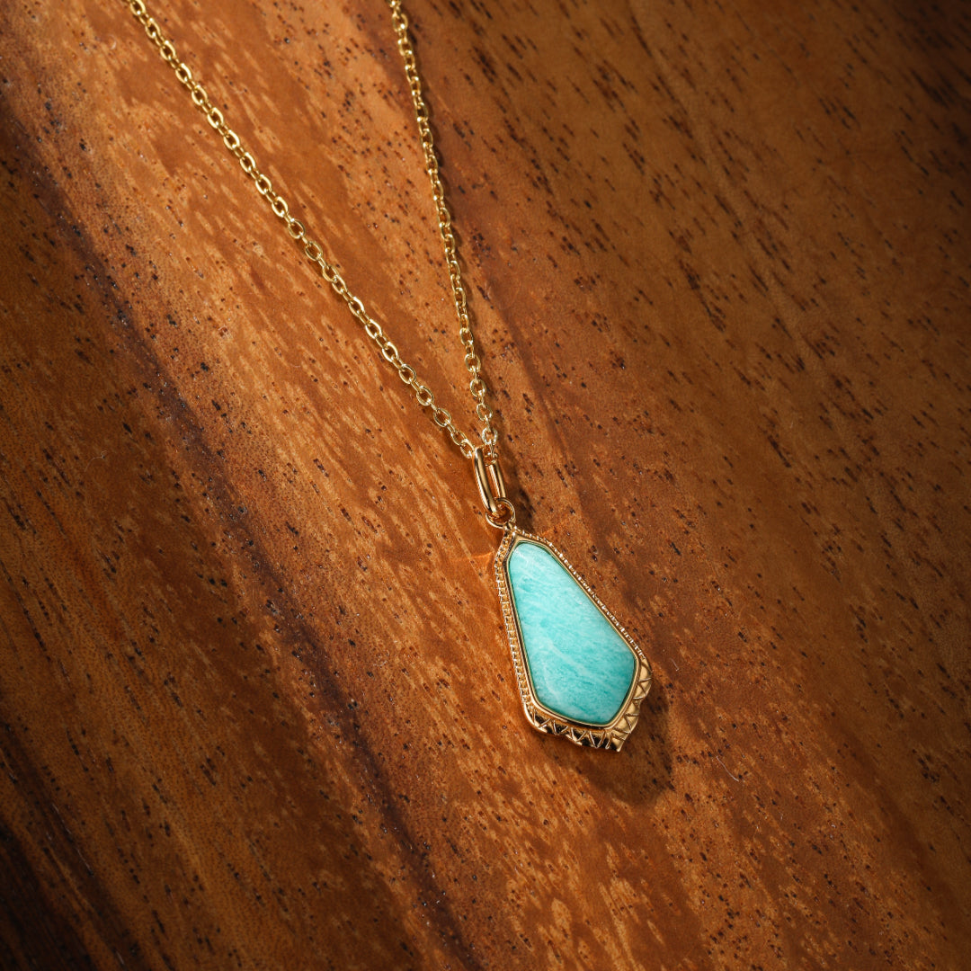 Amazonite Necklace – Horizon Blue, Gold Plated Silver