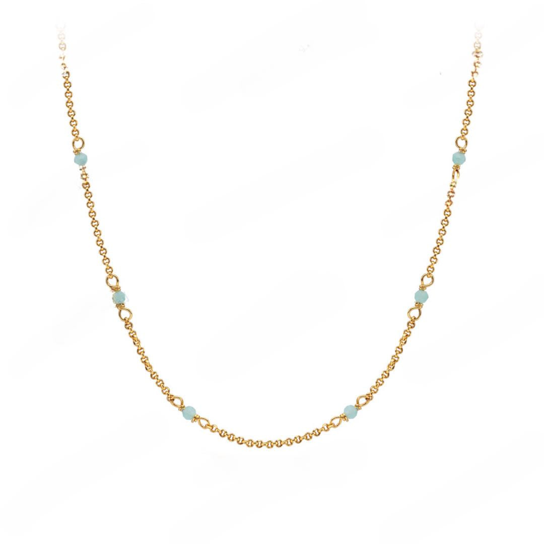 Collier Amazonite – Brise Marine, Argent Plaqué Or