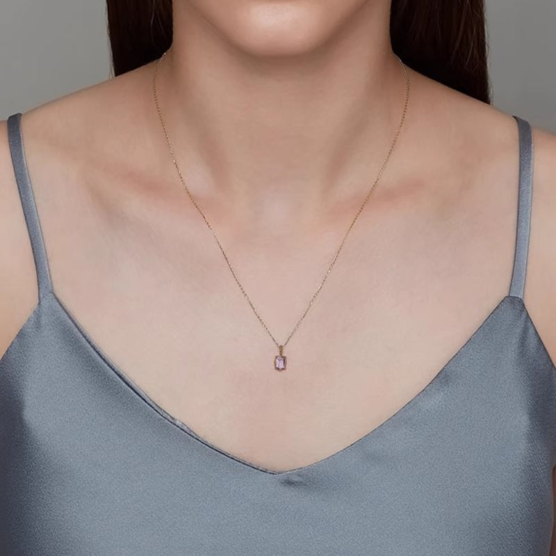 Collier Améthyste - Étoile Pourpre, Argent Plaqué Or