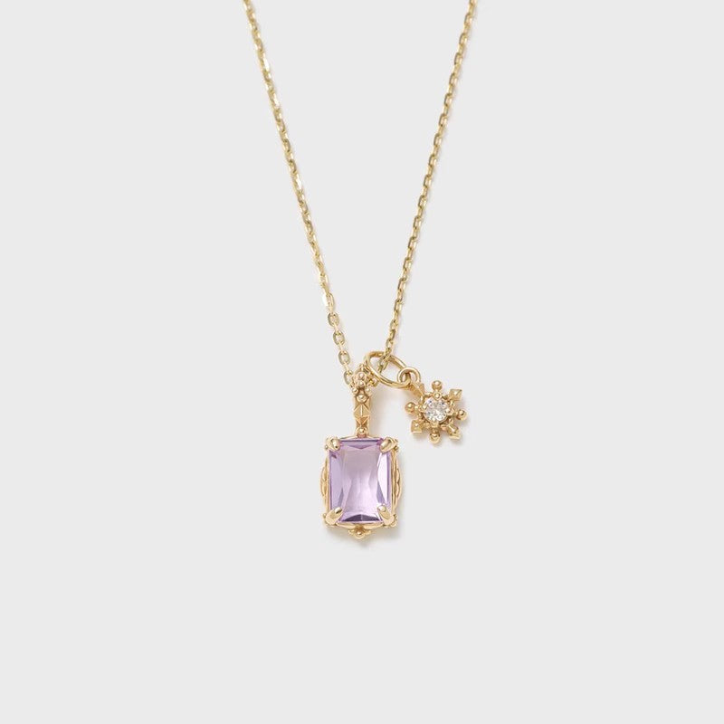 Collier Améthyste - Étoile Pourpre, Argent Plaqué Or
