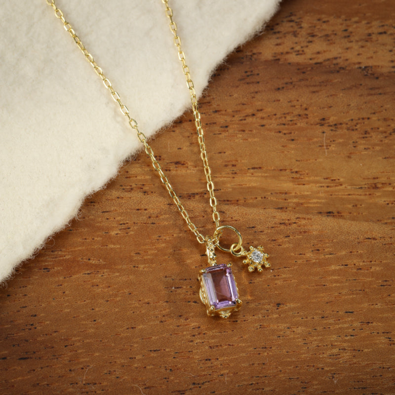 Collier Améthyste - Étoile Pourpre, Argent Plaqué Or