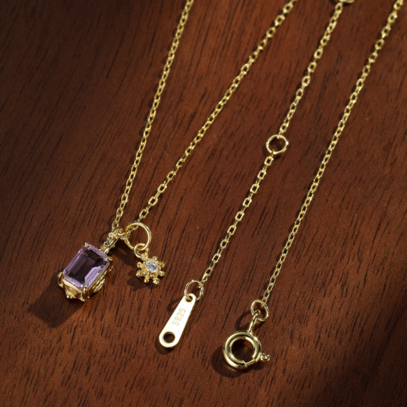 Collier Améthyste - Étoile Pourpre, Argent Plaqué Or