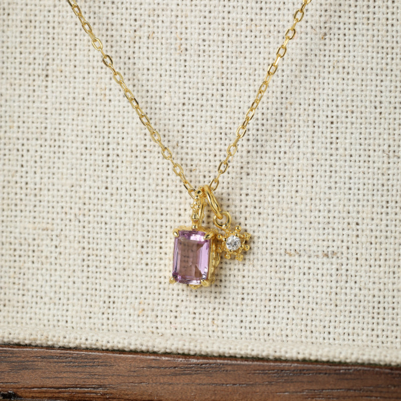 Collier Améthyste - Étoile Pourpre, Argent Plaqué Or