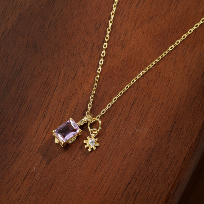 Collier Améthyste - Étoile Pourpre, Argent Plaqué Or
