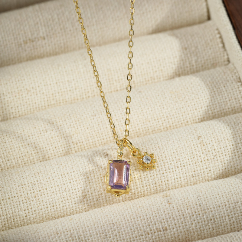 Collier Améthyste - Étoile Pourpre, Argent Plaqué Or