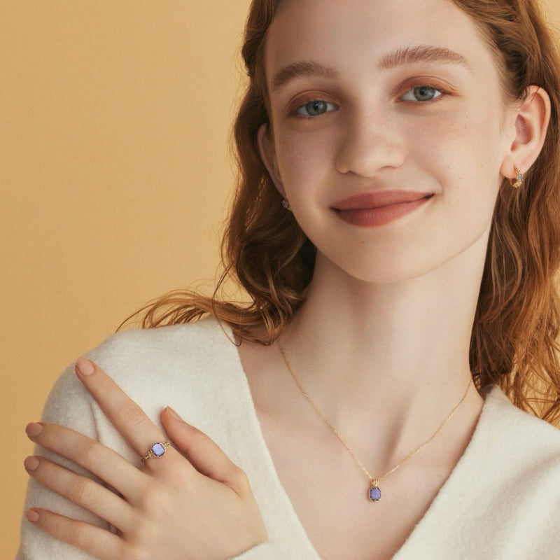 Collier Améthyste – Olive Mystique, Argent Plaqué Or