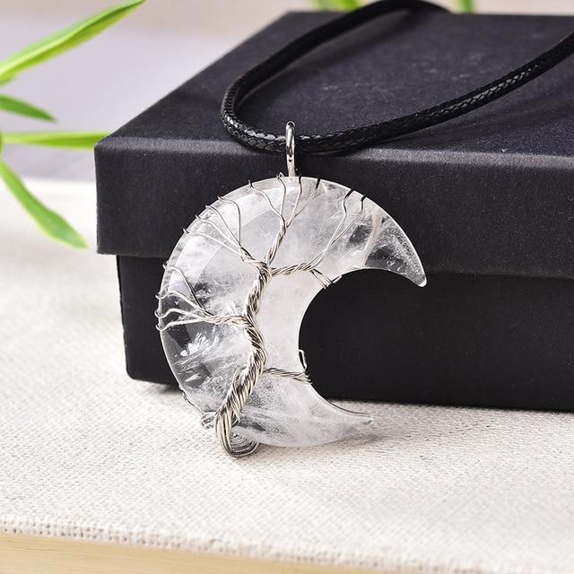 Cristal Pierre Collier Femme, Naturelle Pierre De Lune, Arbre