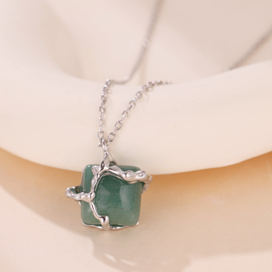 Collier Aventurine – Fleur de Sérénité, Argent