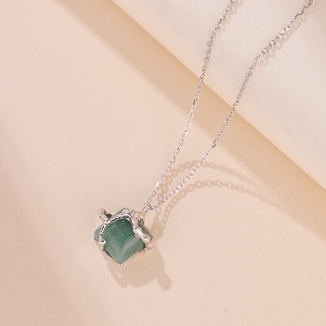 Collier Aventurine – Fleur de Sérénité, Argent