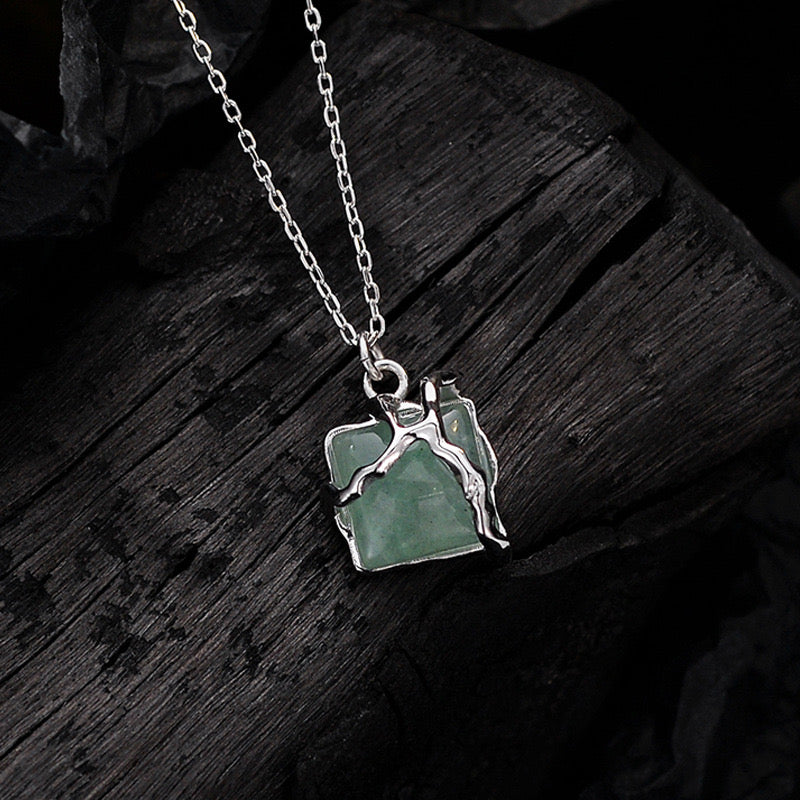 Collier Aventurine – Fleur de Sérénité, Argent