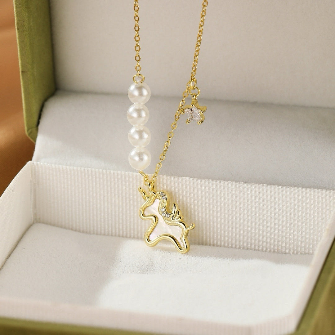 Horse Necklace – Starry Freedom, Gold Plated Silver
