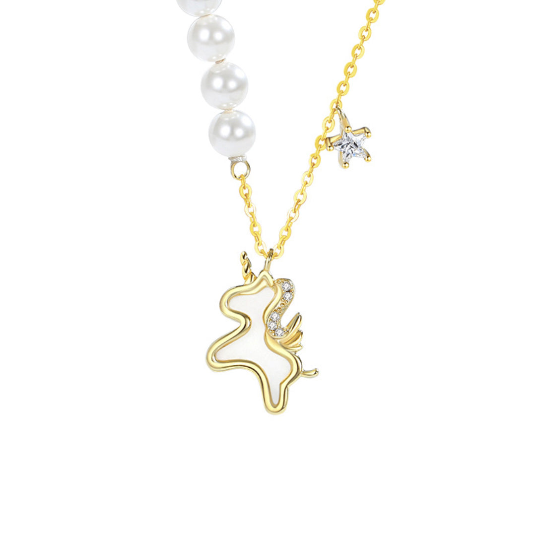 Collier Cheval – Liberté Étoilée, Argent Plaqué Or