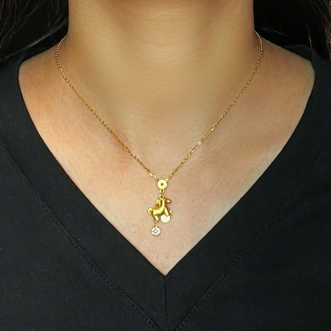 Collier Cheval – Talisman Doré, Argent Plaqué Or