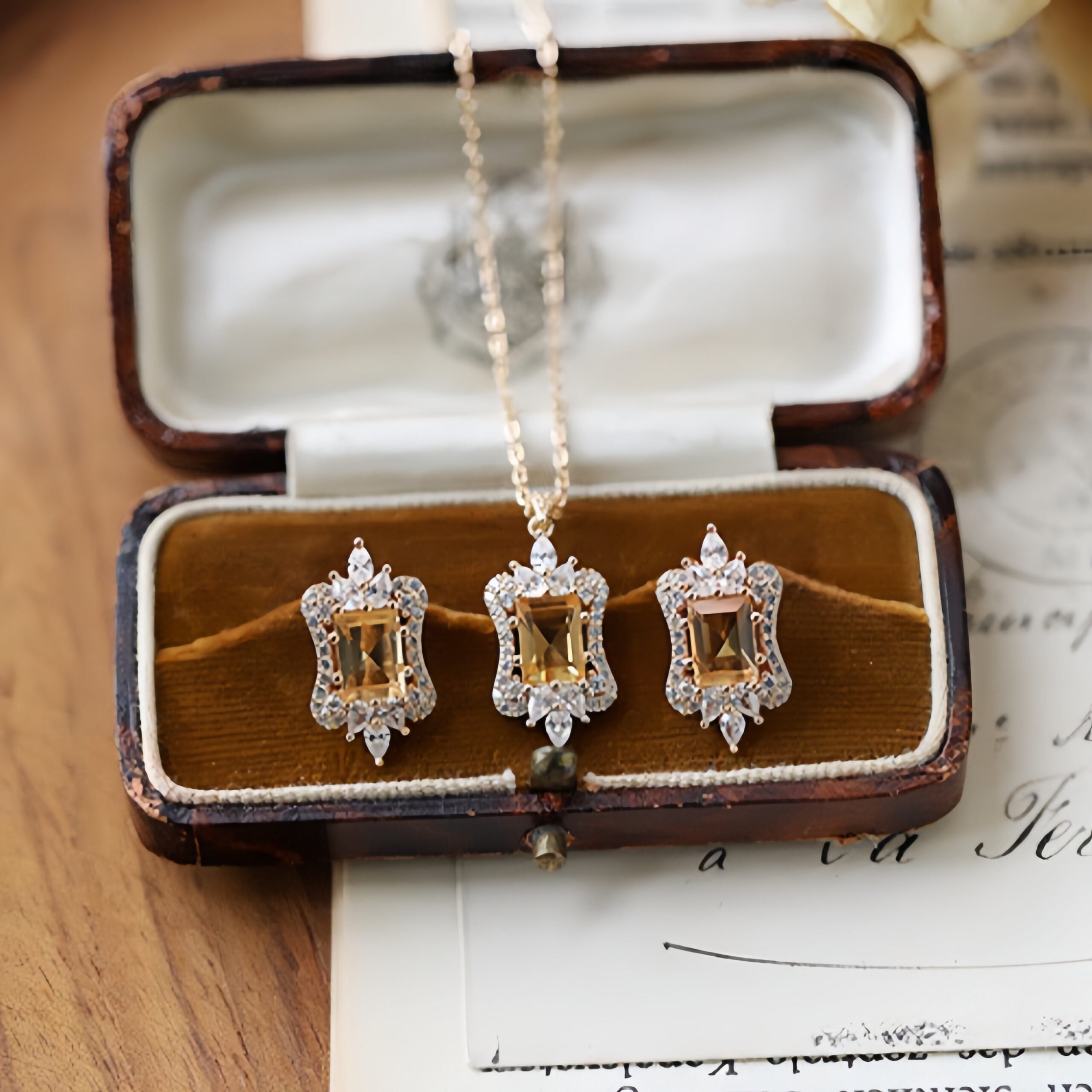 Citrine Necklace – Royal Heart, Gold Plated Silver
