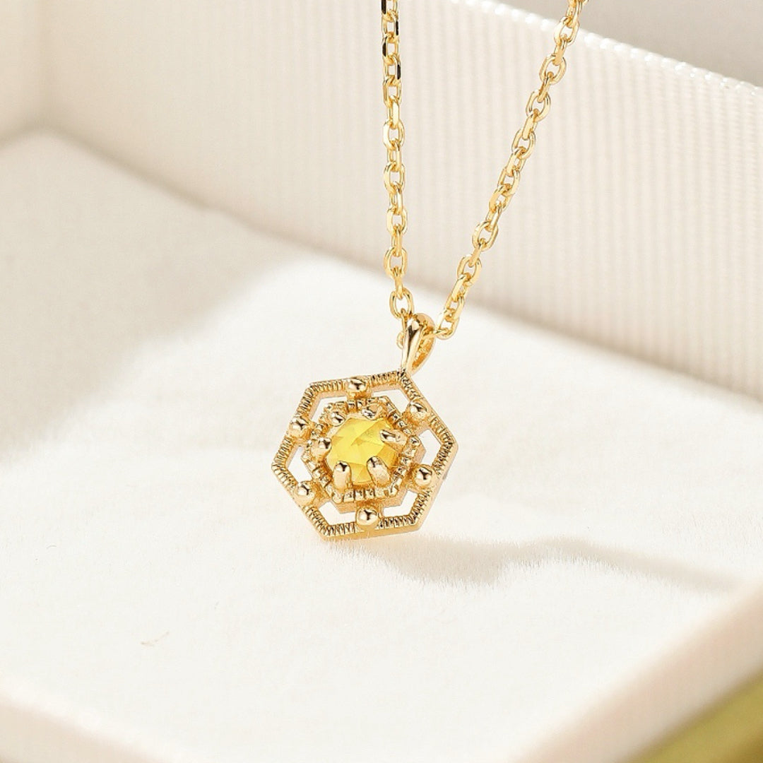 Bijoux-Collier Citrine – Éclat Jardin d’Or, Argent Plaqué Or
